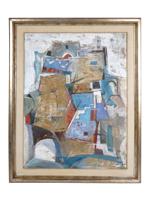 CITY SCAPE ABSTRACT OIL PAINTING SIGNED BY ARTIST